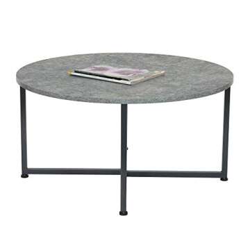 Household Essentials Round Gray Coffee Table, Grey Slate
