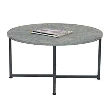 Household Essentials Round Gray Coffee Table, Grey Slate
