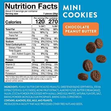 HighKey Sugar Free Chocolate Peanut Butter Cookies - Keto Protein Snacks Zero Sugar Added Sweets Gluten Free Desserts Low Carb Snack Diabetic Treats Healthy Almond Flour Cookie Diet Food 2.25oz 3-Pack