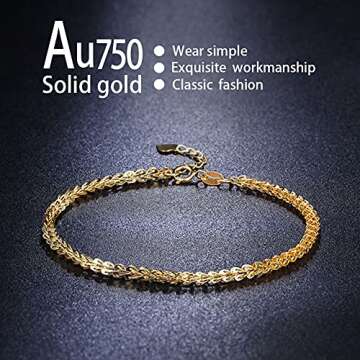 JEWEAST Solid 18K Gold Bracelets for Women - Real Gold Gift