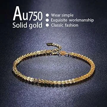 JEWEAST Solid 18K Gold Bracelets for Women - Real Gold Gift