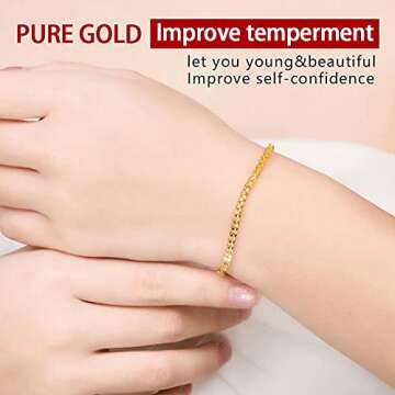 JEWEAST Solid 18K Gold Bracelets for Women - Real Gold Gift