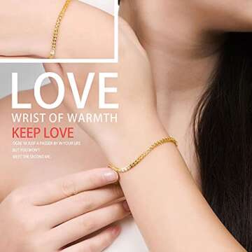 JEWEAST Solid 18K Gold Bracelets for Women - Real Gold Gift