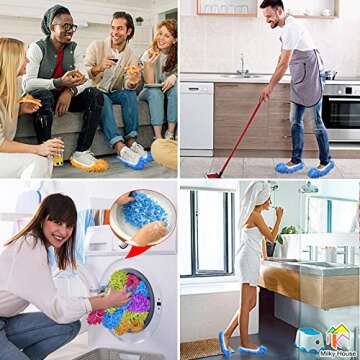 10 Pieces Microfiber Mop Slippers Shoes Cover Soft Washable Reusable Floor Polishing Dust Dirt Hair ...