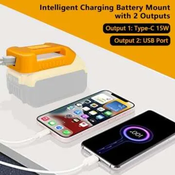 BTRUI 1*USB Charger Adapter for Dewalt 20V Battery with USB & Type-C Fast Charging Interface USB Charger (Adapter Only)