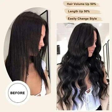 SHNMIN 20 inches Clip in Hair Extensions Long Wavy Black Hair Extensions 4PCS Thick Hairpieces Synthetic Fiber Double Weft Hair Extensions for Women