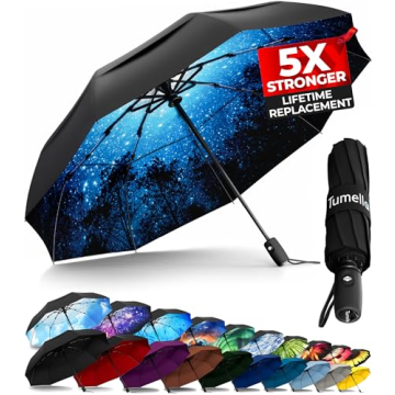 TUMELLA Strongest Windproof Travel Umbrella - Compact & Stylish!