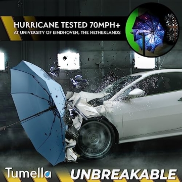 TUMELLA Compact Windproof Travel Umbrella - Portable