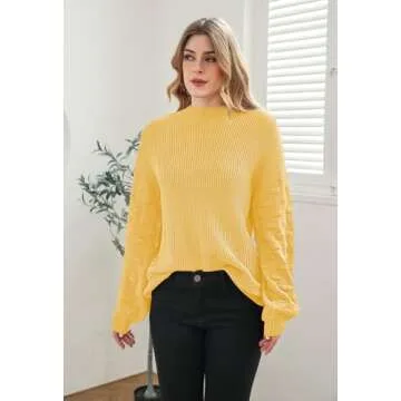 Sovoyontee Women's Yellow Oversized Chunky Knit Sweater