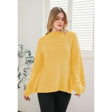 Sovoyontee Women's Yellow Oversized Chunky Knit Sweater