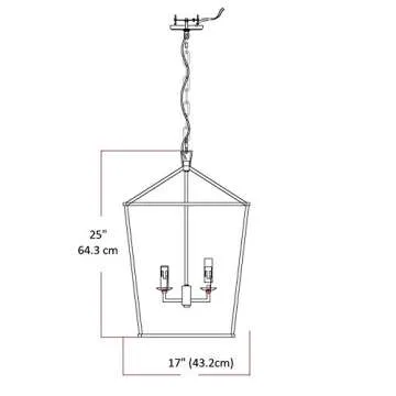 H25 X W17 Gold Cage Large Lantern Iron Art Design Candle-Style Chandelier Pendant, Ceiling Light Fixture