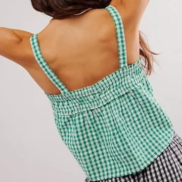 Cute Women Y2k Ruffle Hem Top Smocked Summer Cami