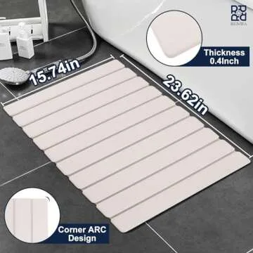 RENWA Stone Bath Mat | Quick Dry Anti-Slip | Easy Clean | 23.5 x 15 inches