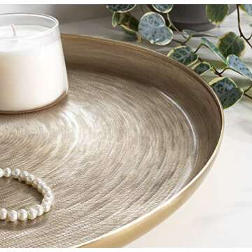 Kate and Laurel Stovring Mid-Century Tray, 16 Inch Diameter, Gold, Modern Tray for Serving, Storage, and Display