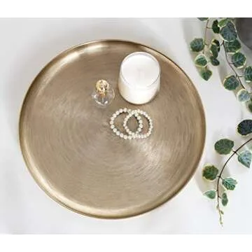 Kate and Laurel Stovring Mid-Century Tray, 16 Inch Diameter, Gold, Modern Tray for Serving, Storage, and Display