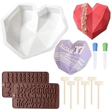 Chocolate Mold Set, Chocolate Heart Molds, Breakable Heart Mold with Hammer, Number and Letter Molds...