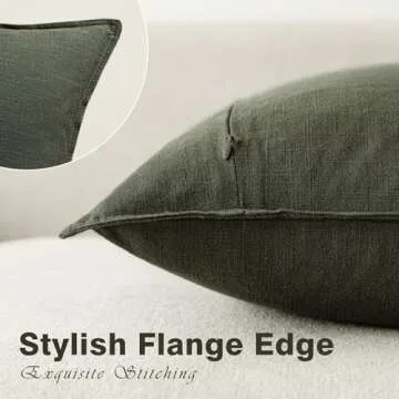 Foindtower Pack of 2, Decorative Linen Solid Throw Pillow Covers Soft Accent Cushion Case Farmhouse Neutral Pillowcase for Chair Couch Sofa Bedroom Living Room Home Decor 22 x 22 Inch Dark Olive Green