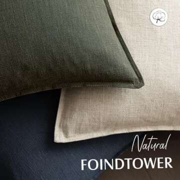 Foindtower Pack of 2, Decorative Linen Solid Throw Pillow Covers Soft Accent Cushion Case Farmhouse Neutral Pillowcase for Chair Couch Sofa Bedroom Living Room Home Decor 22 x 22 Inch Dark Olive Green