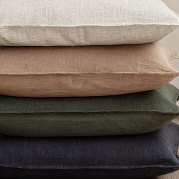 Foindtower Pack of 2, Decorative Linen Solid Throw Pillow Covers Soft Accent Cushion Case Farmhouse Neutral Pillowcase for Chair Couch Sofa Bedroom Living Room Home Decor 22 x 22 Inch Dark Olive Green