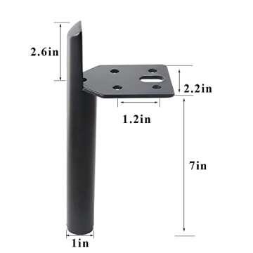 Osring Modern Furniture Legs 7 Inch Metal Furniture Table Leg Black, Steel Side-Mounted Sofa Cabinet...