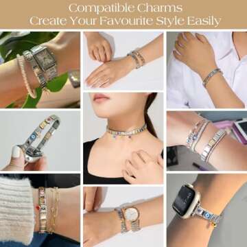 SWEETV DIY Stainless Steel Charm Bracelet Kit for Personalization