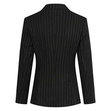 YYNUDA Women's Business Striped Suit Set 2 Piece Office Work Business Suits Blazer and Pant Black
