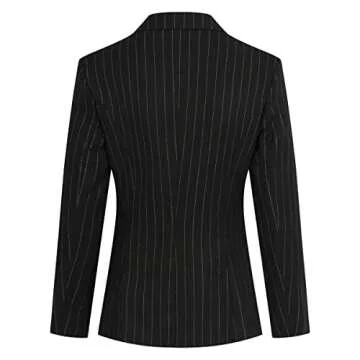 YYNUDA Women's Business Striped Suit Set 2 Piece Office Work Business Suits Blazer and Pant Black