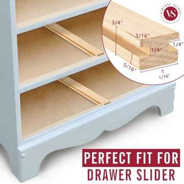 Vintage Wood Drawer Slide - Durable & Stylish 20-Inch Design