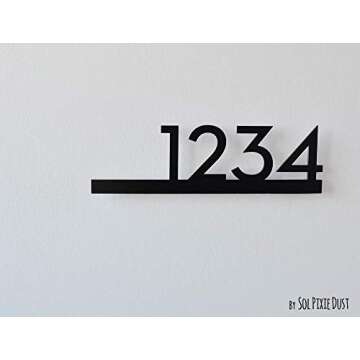 Modern House Numbers - Black with Black Acrylic - Contemporary Home Address - Underline Sign Plaque ...