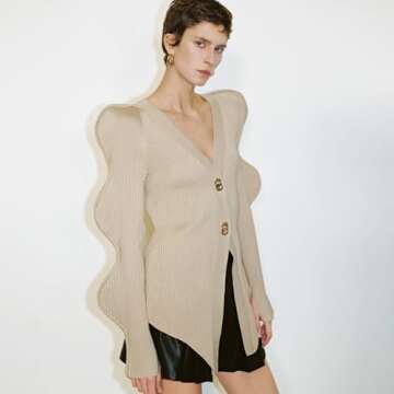 Stylish URBAN REVIVO Women's Long Sleeve Cardigan Sweater