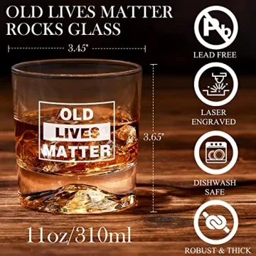 Funny OLD LIVES MATTER Whiskey Glass for Men Gifts