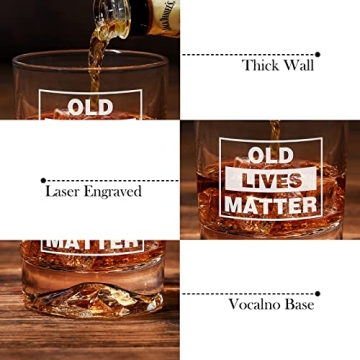 Funny OLD LIVES MATTER Whiskey Glass for Men Gifts