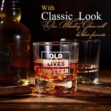 Funny OLD LIVES MATTER Whiskey Glass for Men Gifts