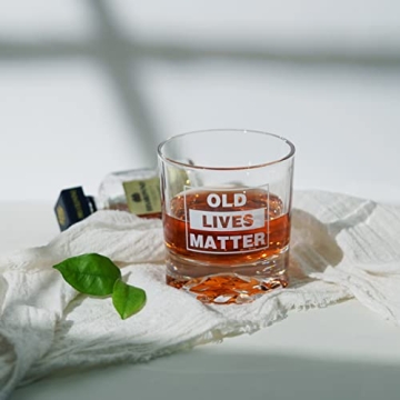 Funny OLD LIVES MATTER Whiskey Glass for Men Gifts