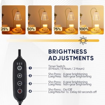 GIEERE Vintage Candle Lamp Warmer with Timer and Dimmable Light