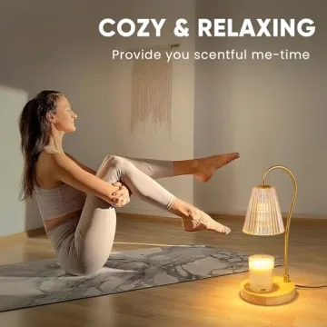 GIEERE Vintage Candle Lamp Warmer with Timer and Dimmable Light