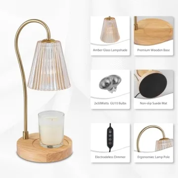 GIEERE Vintage Candle Lamp Warmer with Timer and Dimmable Light