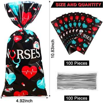 100 Pack Nurses Week Gift Bags Bulk Nursing Candy Bags Goody Bags Medical Gift Bag Treat Bags for Na...