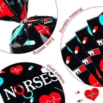 100 Pack Nurses Week Gift Bags Bulk Nursing Candy Bags Goody Bags Medical Gift Bag Treat Bags for National Nurse Day, Nursing Graduation Congrats, Nurse Doctor Theme Party Favors Supplies (Black)