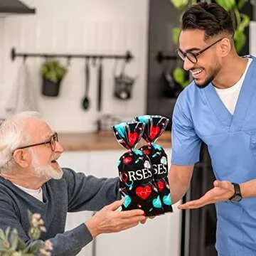 100 Pack Nurses Week Gift Bags Bulk Nursing Candy Bags Goody Bags Medical Gift Bag Treat Bags for National Nurse Day, Nursing Graduation Congrats, Nurse Doctor Theme Party Favors Supplies (Black)