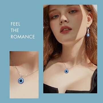MOZAKA 24pcs Evil Eye Pendant Necklaces for Women Men Evil Eye Charms Bracelets for Blessing Blue Ev...