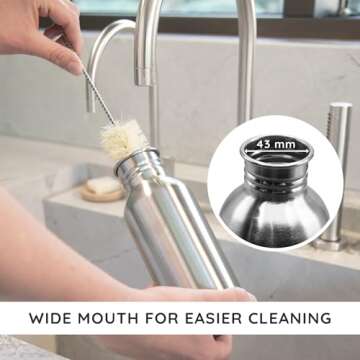 Bambaw 32 oz Water Bottle | Metal Water Bottle | Non-insulated Single Wall Stainless Water Bottle | Steel Water Bottle | Stainless Steel Water Bottles | Travel Water Bottle | 1 Liter Water Bottles