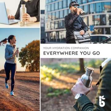 Bambaw 32 oz Water Bottle | Metal Water Bottle | Non-insulated Single Wall Stainless Water Bottle | Steel Water Bottle | Stainless Steel Water Bottles | Travel Water Bottle | 1 Liter Water Bottles