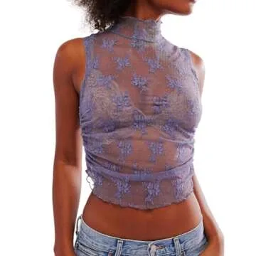 Naileksi Sheer Lace Crop Top for Stylish Women