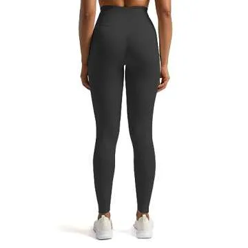 Aoxjox High Waisted Workout Seamless V Glute Seam Leggings for Women Yoga Metamorph Pants 24" (Black Marl, Large)