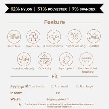 Aoxjox High Waisted Workout Seamless V Glute Seam Leggings for Women Yoga Metamorph Pants 24" (Black Marl, Large)