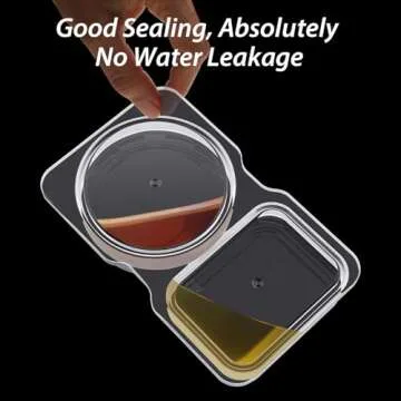 Double Compartment Condiment Containers with Lids, 2024 New Disposable 2 Compartment Snack Containers, Portion Cups Reusable Plastic Snack Container for to-go Sauce, Sampling, Travel Snack - 32 Pcs