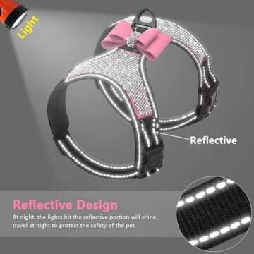 Beirui Rhinestone Dog Harness for Small Dogs - Stylish & Safe