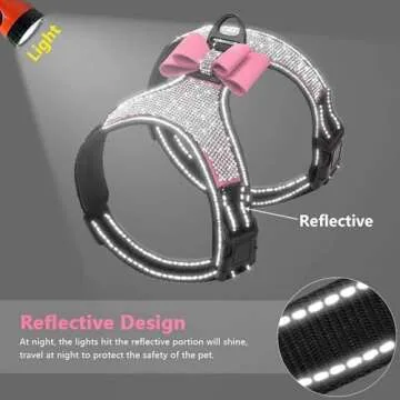 Beirui Rhinestone Dog Harness for Small Dogs - Stylish & Safe