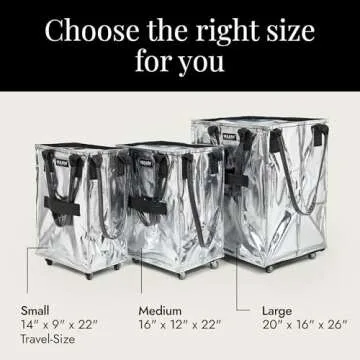 HULKEN (Medium, Silver) Reusable Grocery Bag On Wheels, Shopping Trolley, Rolling Tote, Zipper Closure, Lightweight, Carries Up to 66 lb, Folds Flat, Unbreakable Handles